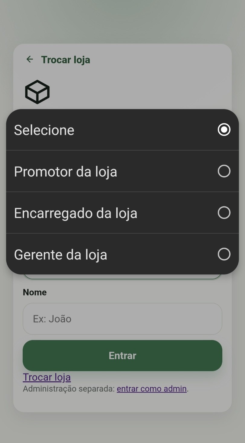 Tela de login com seleção de cargo