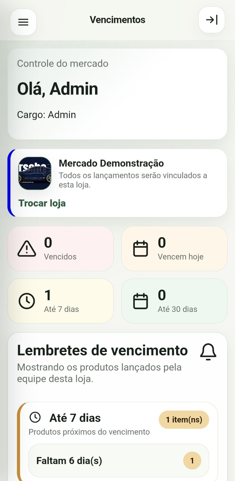 Tela do dashboard de vencimentos do ValiSys