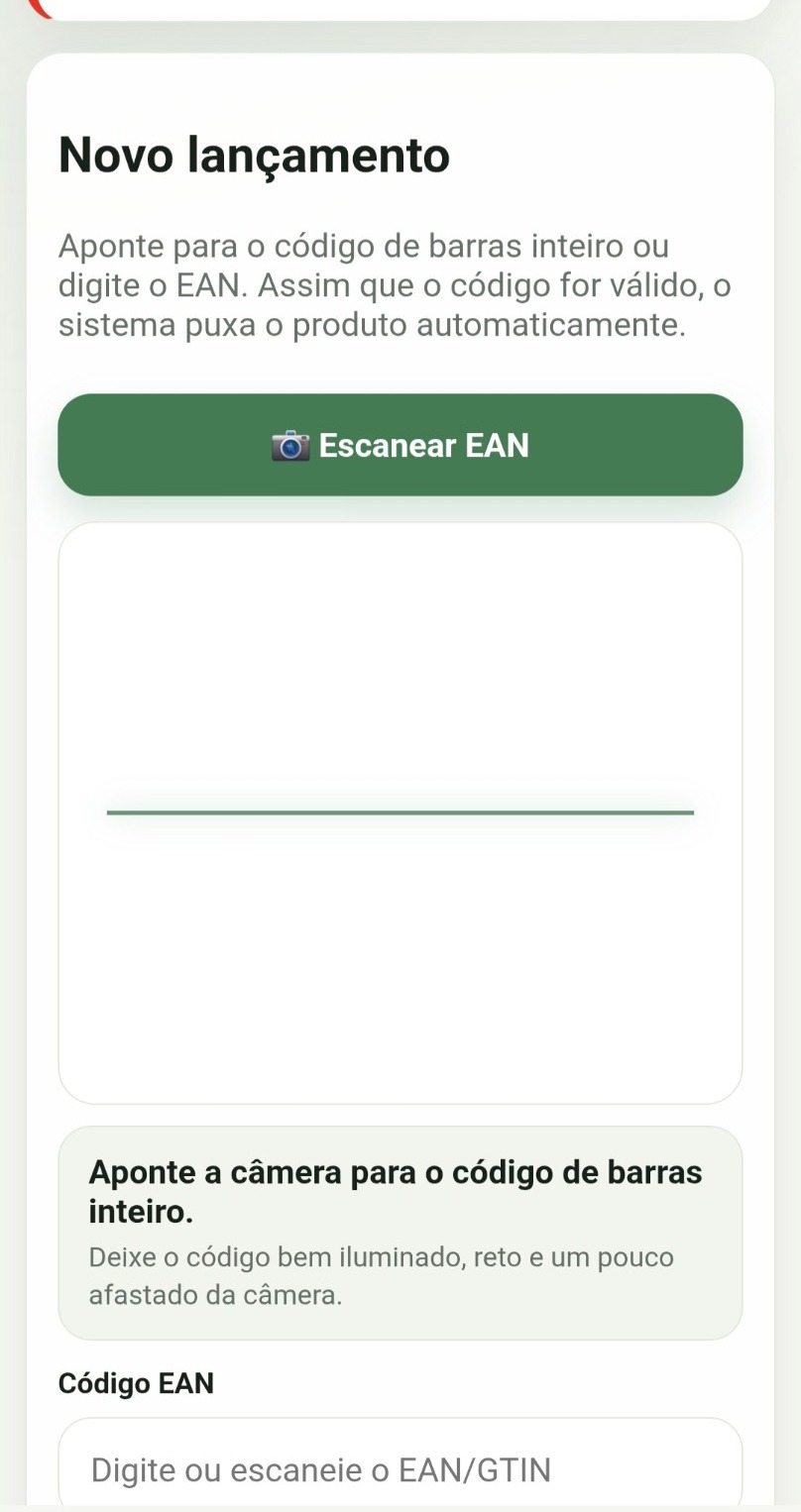 Tela de novo lançamento de produto